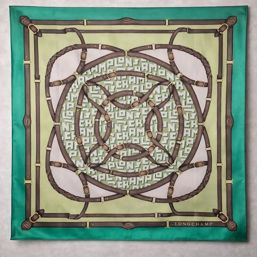 Longchamp 100% Silk Scarf | New With Tags | 34″ × 34″